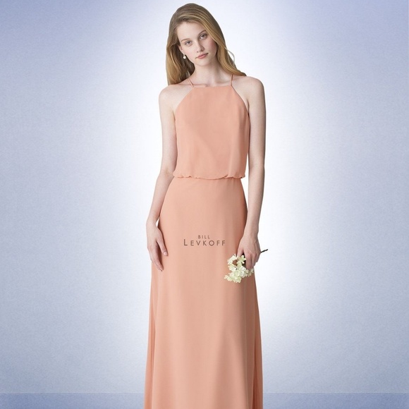 Bill Levkoff Navy Chiffon Bridesmaids Dress - Picture 1 of 1